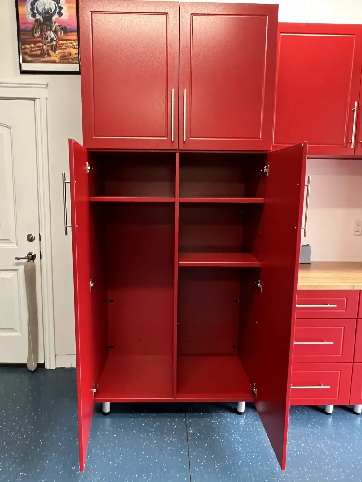 powder coated red cabinet